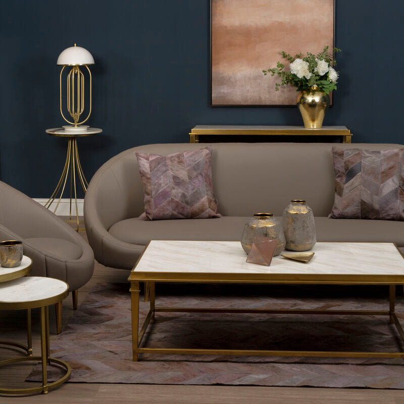 Brown Leather Effect Sofa, Lagero