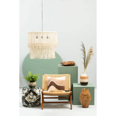 Green and Cream Resin Tile Geometric Side Table with Hexagonal Design, Marlox