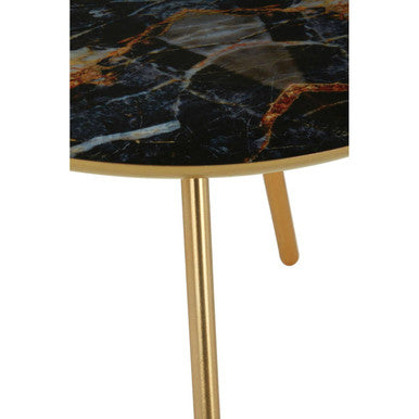 Assorted Faux Marble Top Side Table with Gold Finish Iron Legs, Marlox