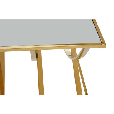 Mirrored Glass Top Coffee Table with Gold Finish Stainless Steel Frame, Reena