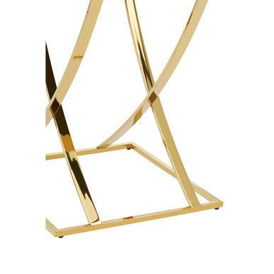 Gold Finish Stainless Steel Side Table with Mirrored Glass Top, Reena