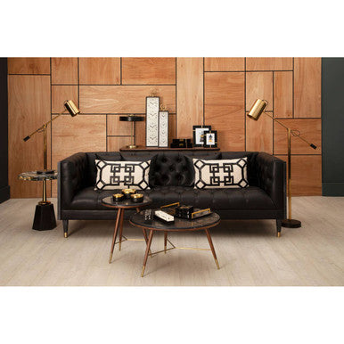 Assorted Horn Effect Hexagonal Top Side Table with Gold Pedestal and Black Base, Odell
