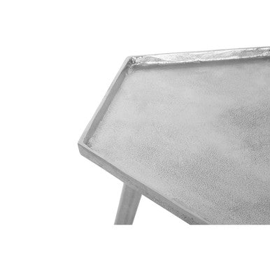 Silver Set of 2 Hexagonal Side Tables with Textured Tops and Splayed Legs, Halle