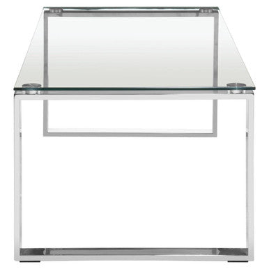 Silver Stainless Steel Coffee Table with Black Tempered Glass, Allure