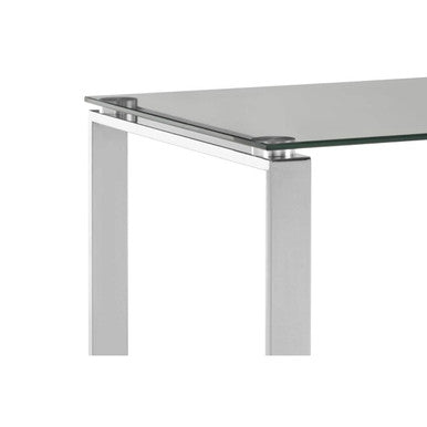 Allure Clear Glass Square Side Table with Silver Finish Base