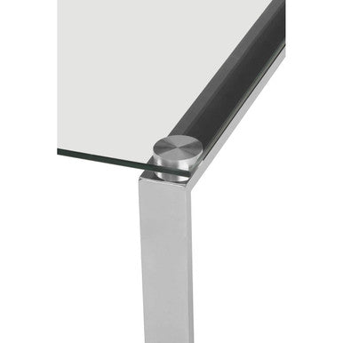 Allure Clear Glass Square Side Table with Silver Finish Base