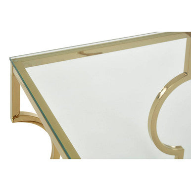 Allure Clear Glass Side Table with Gold Finish Frame