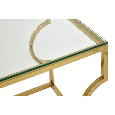 Allure Clear Glass Side Table with Gold Finish Frame