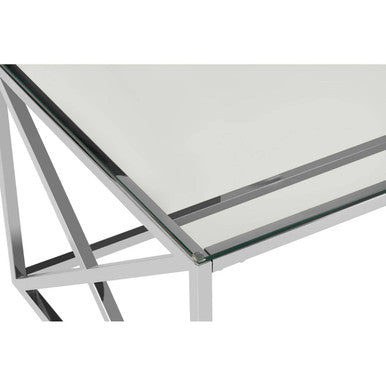 Allure Clear Glass Coffee Table with Silver Finish Frame
