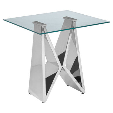 Allure Clear Glass Side Table with Chrome Finish Frame