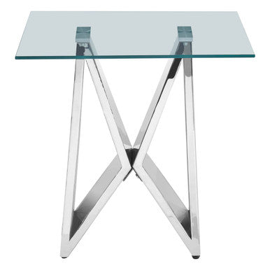 Allure Clear Glass Side Table with Chrome Finish Frame