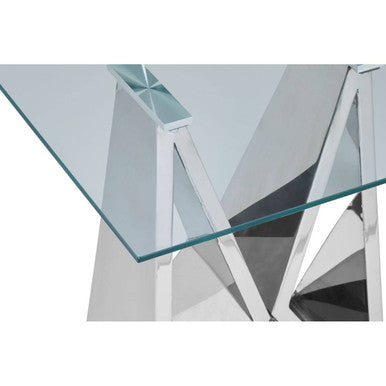 Allure Clear Glass Side Table with Chrome Finish Frame