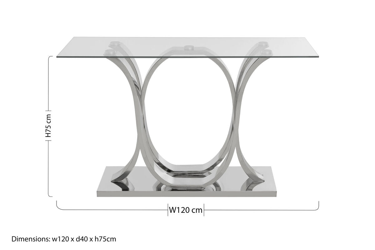 Allure Chrome  Curved Base Console Table