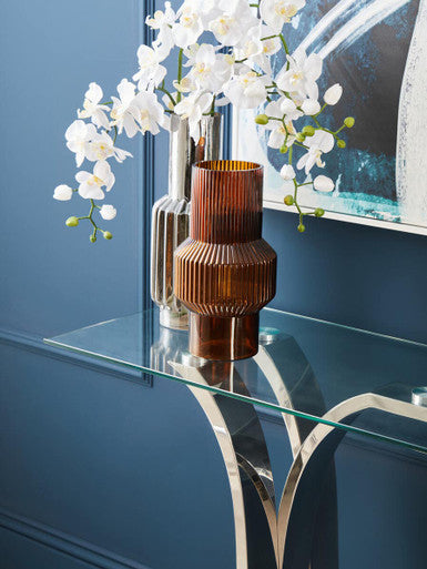 Allure Chrome  Curved Base Console Table
