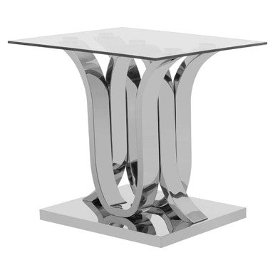 Allure Clear Glass Side Table with Silver Finish Frame