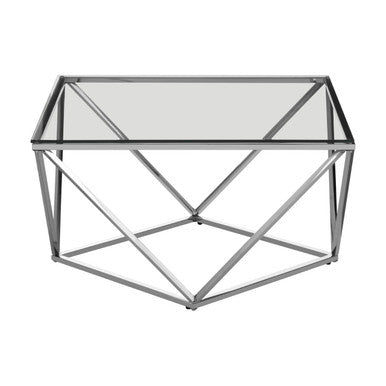 Allure Clear Glass Large Coffee Table with Silver Finish Base