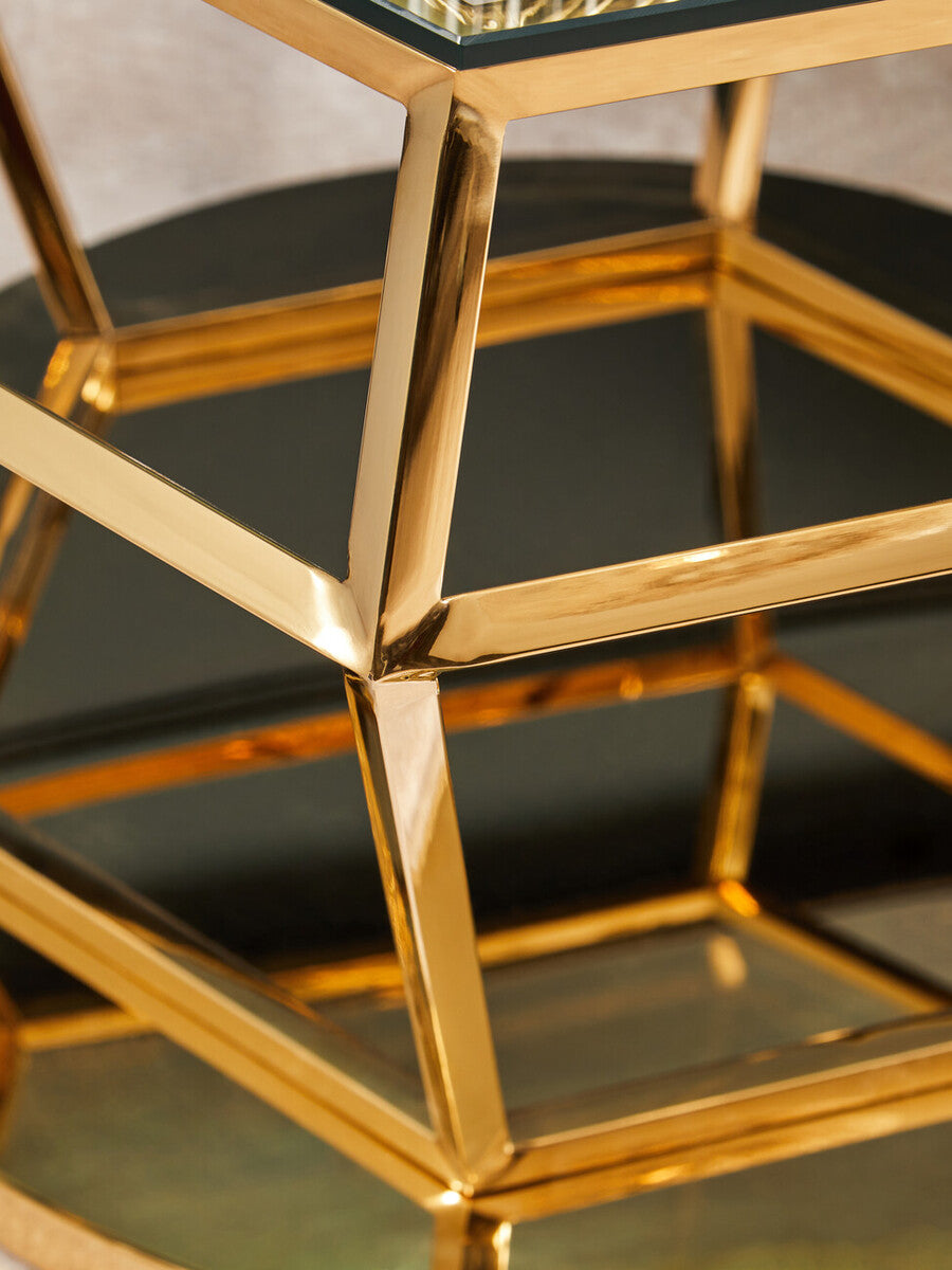 Allure Large Gold Finish Diamond End Table