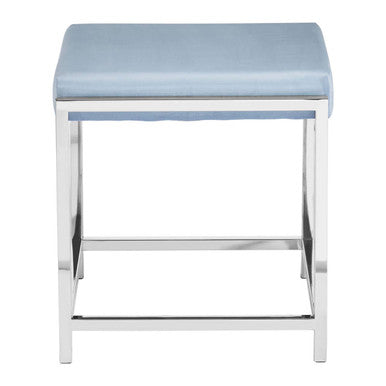 Allure Powder Blue Velvet And Silver Stool