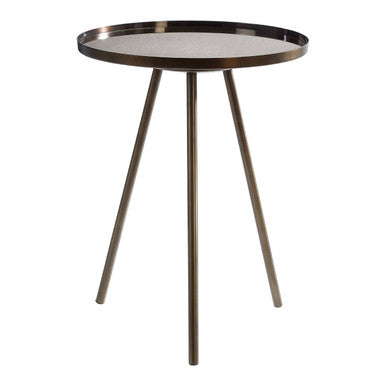 Corra Black Finish Side Table with Antique Glass Top