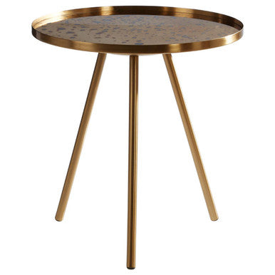 Corra Gold Finish Side Table with Antique Glass Top