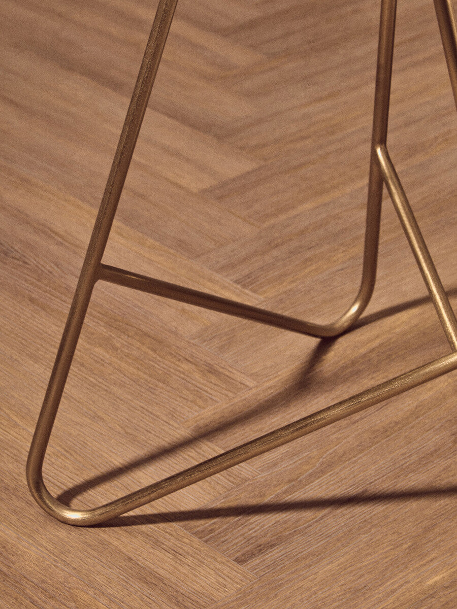 Gold Brass Finish Metal Side Table with Raised Edge Top, Corra