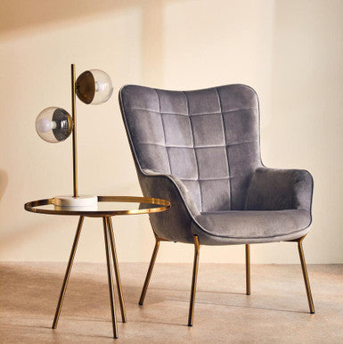Gold Finish Mirrored Top Side Table with Minimal Iron Base, Corra
