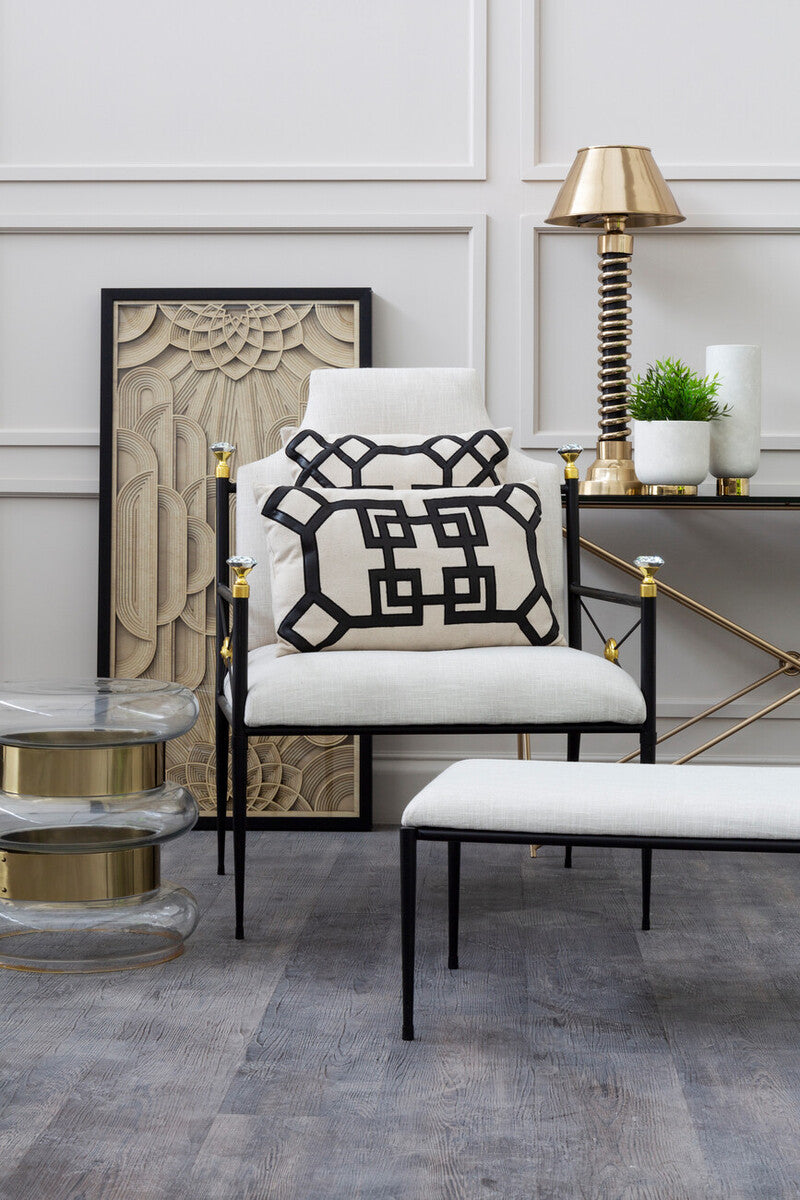 Gold Finish Side Table with Clear Circular Glass Sides and Steel Frame, Margot