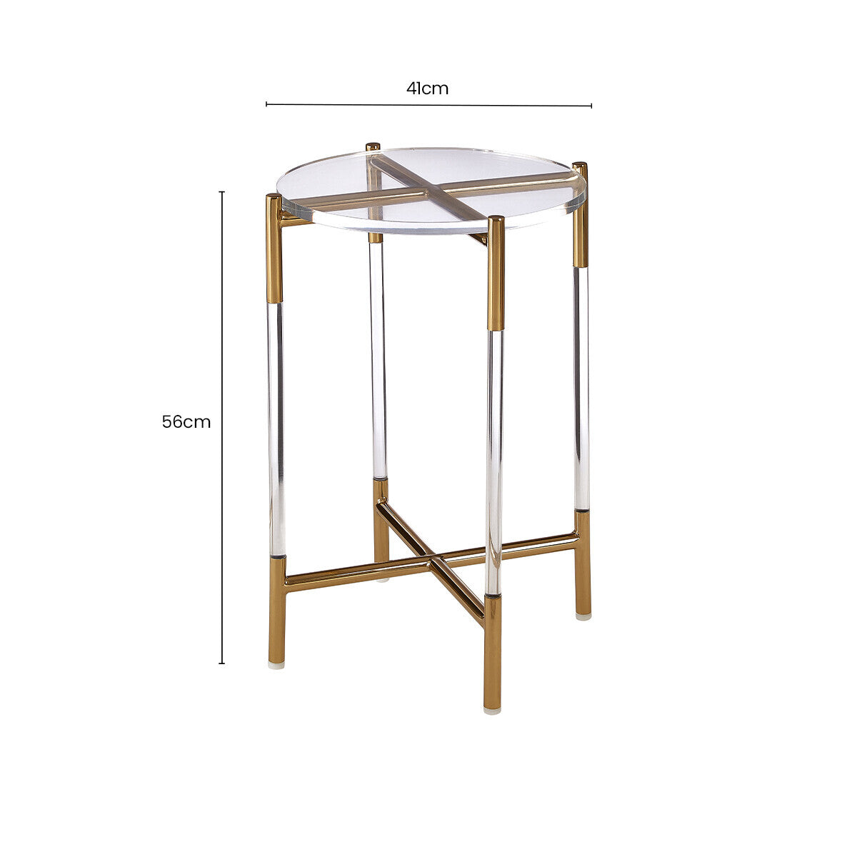 Miley Gold Finish and Acrylic Round Side Table