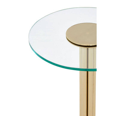 Clear Glass Top Side Table with Splayed Gold Finish Metal Base, Miley