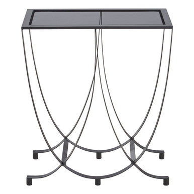 Trento Grey Glass and Black Finish Console Table