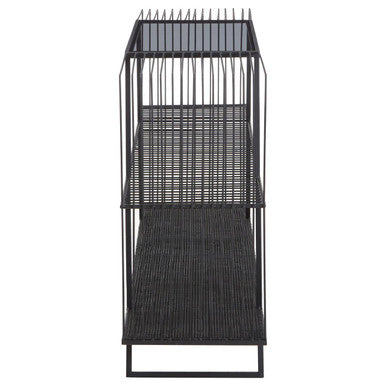 Trento Grey Glass and Black Finish Wireframe Console Table