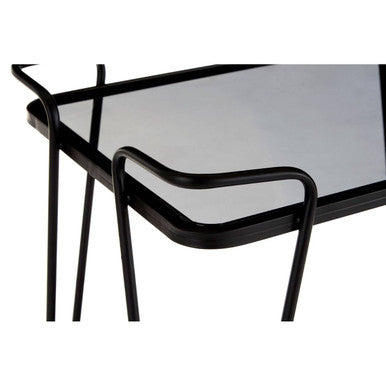 Trento Grey Glass and Black Finish 2 Tier Drinks Trolley