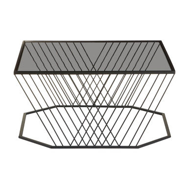 Trento Grey Glass and Black Finish Wireframe Coffee Table