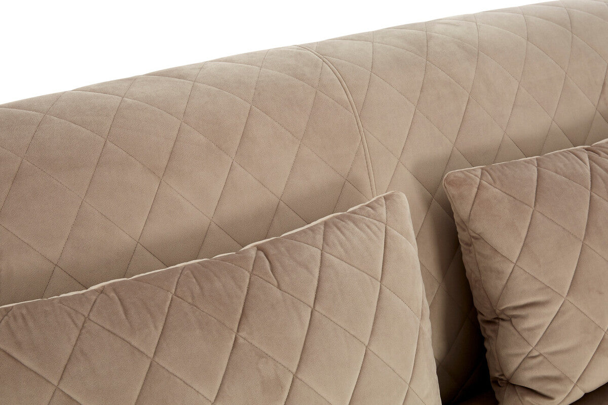 3 Seater Grey Cotton Velvet Sofa, Fiji