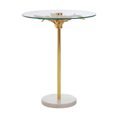 Sika Clear Glass and gold Finish Round Side Table