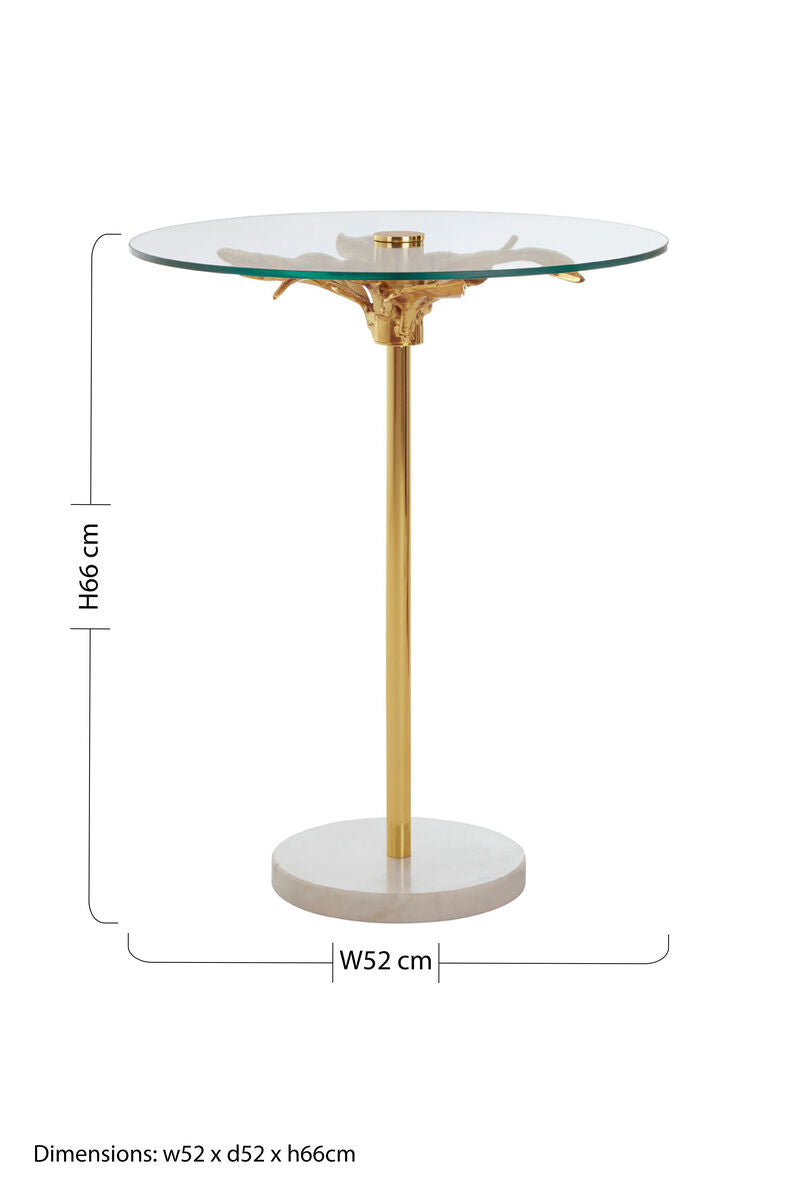 Sika Clear Glass and gold Finish Round Side Table