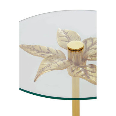 Sika Clear Glass and gold Finish Round Side Table