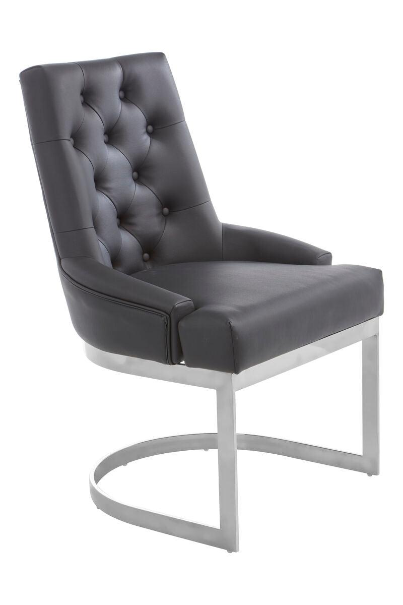 Azalea Black Leather Effect Button Tufted Dining Chair