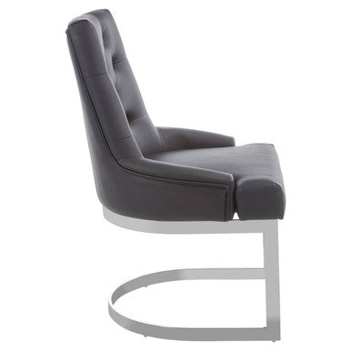 Azalea Tufted Black Faux Leather Dining Chair