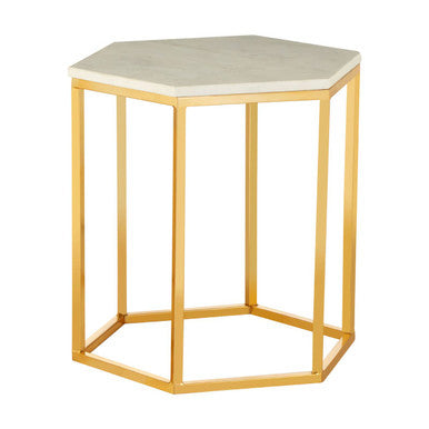 Templar White Marble Hexagonal Side Table