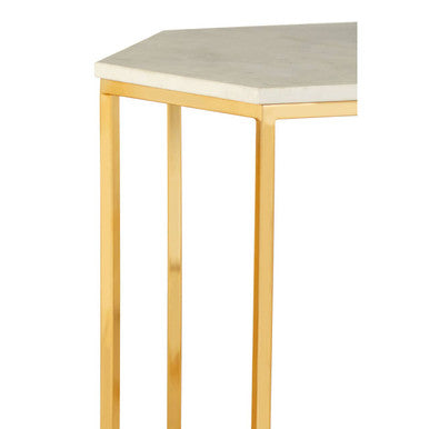 Templar White Marble Hexagonal Side Table