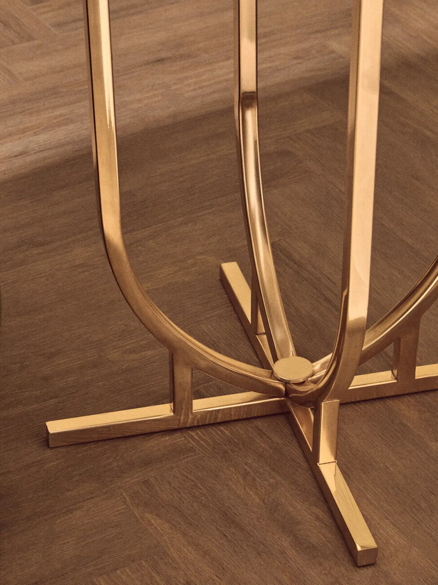 Templar White Marble and Gold Finish Round Side Table