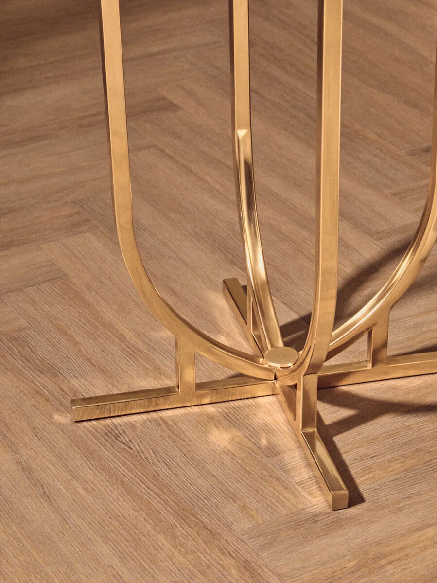 Templar White Marble and Gold Finish Round Side Table