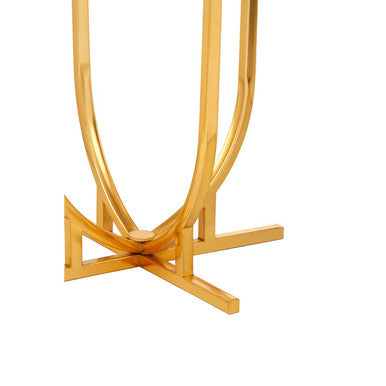 Templar White Marble and Gold Finish Round Side Table