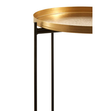 Templar Gold Finish Tray Top Round Side Table