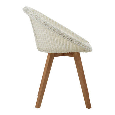 Lovina White Rattan Effect and Teak Wood Dining Chair