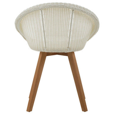 Lovina White Rattan Effect and Teak Wood Dining Chair