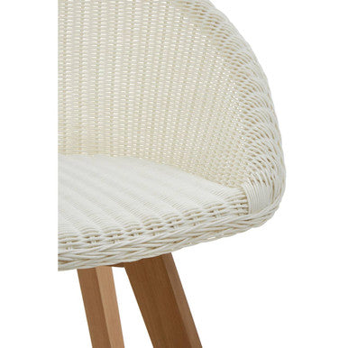 Lovina White Rattan Effect and Teak Wood Dining Chair
