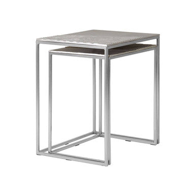 Templar Nickel Finish Set of 2 Rectangular Nesting Tables