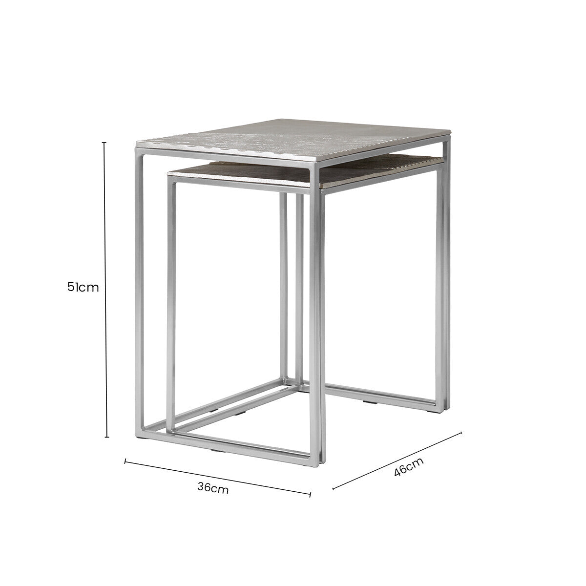 Templar Nickel Finish Set of 2 Rectangular Nesting Tables